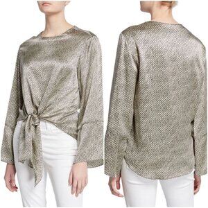 Cinq a Sept 100% silk tie hem Hayden draped blouse